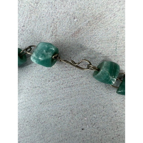 Women's Fashion Jewlery Aqua Howlite Stone Chip Statement Pendant Necklace - Picture 4 of 9